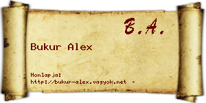 Bukur Alex névjegykártya